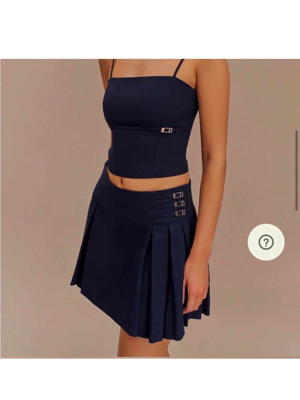 Meshi Navy Angie Pleated Mini Skirt with Buckle Detail - Women NWOT